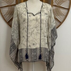 ODDY Kaftan Poncho Blouse One Size Festival Sheer Resort Boho Tribal Fairy
